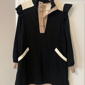 Entro Black and Cream Long Sleeve Dress